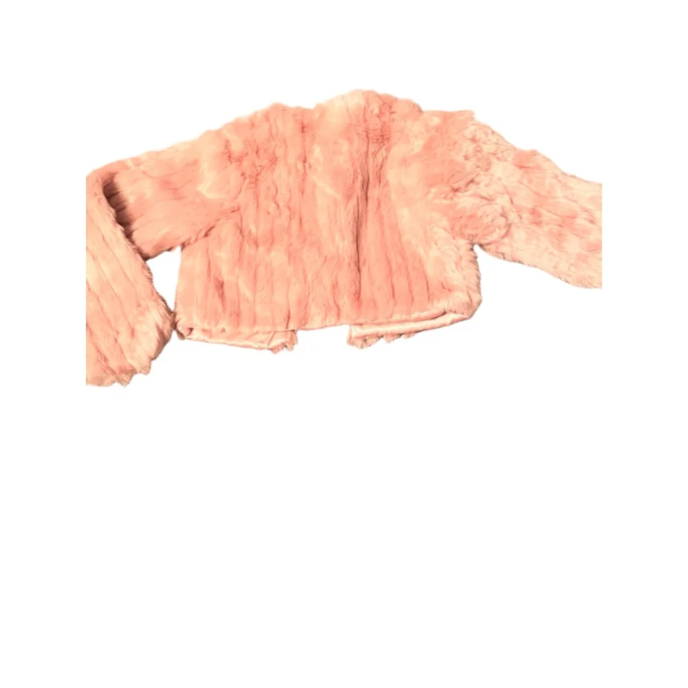 The Children’s place Pink Faux Fur jacket with sequined inlay & Pom Pom’s size 5